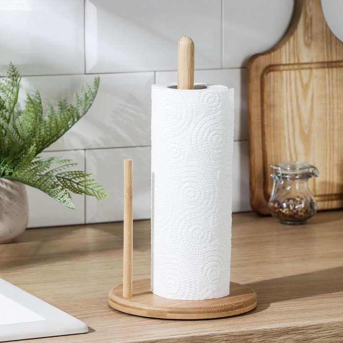 Держатель для бумажных полотенец Доляна «Бамбук», 15×30 см Держатель для бумажных полотенец Доляна «Бамбук», 15×30 см