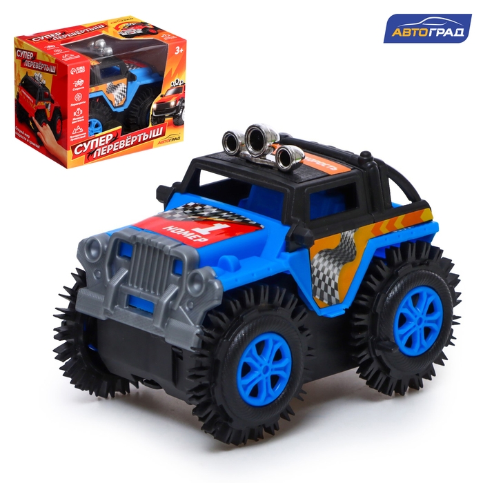 Джип-перевёртыш &laquo;Внедорожник&raquo;, работает от батареек, цвет синий