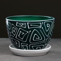 Горшок цветочный Абстракция зеленая 1,65 л