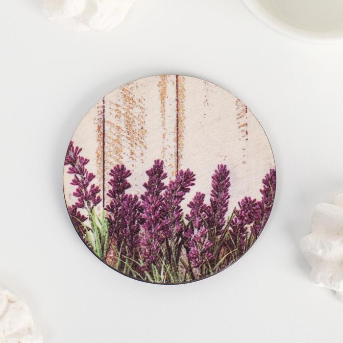 Подставка под горячее сувенирная Подставка под горячее сувенирная "Цветущая лаванда" D=9 см