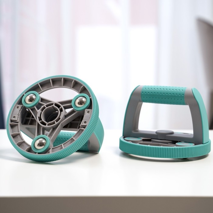 Набор для фитнеса ONLYTOP: ролик, упор для пресса, эспандер грудной, цвет бирюзовый Набор для фитнеса ONLYTOP: ролик, упор для пресса, эспандер грудной, цвет бирюзовый