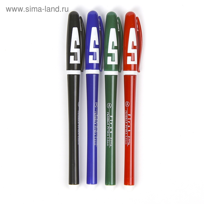 Набор гелевых ручек, 4 цвета, корпус цветной с белыми вставками, в блистере на кнопке