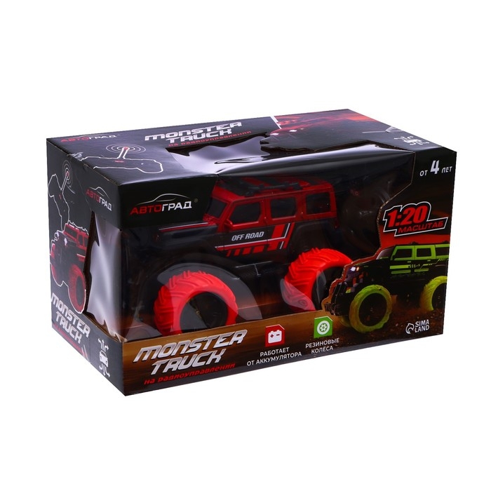 Джип радиоуправляемый «Бигфут», 1:20, работает от аккумулятора, цвет чёрно-красный Джип радиоуправляемый «Бигфут», 1:20, работает от аккумулятора, цвет чёрно-красный