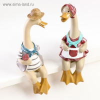 Сувенир полистоун "Гусь с гусыней" набор 2 шт 23х10х6,5 см