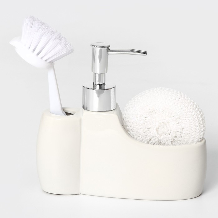 Дозатор для моющего средства с подставкой для губки и щётки Доляна &laquo;Блеск&raquo;, 200 мл