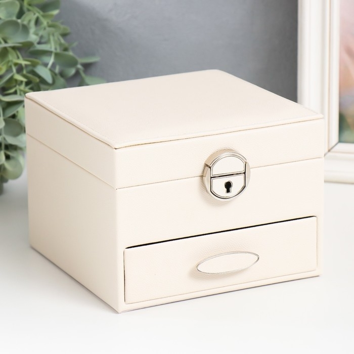 Шкатулка кожзам для украшений Шкатулка кожзам для украшений "Белые облака" 16х16х11,8 см