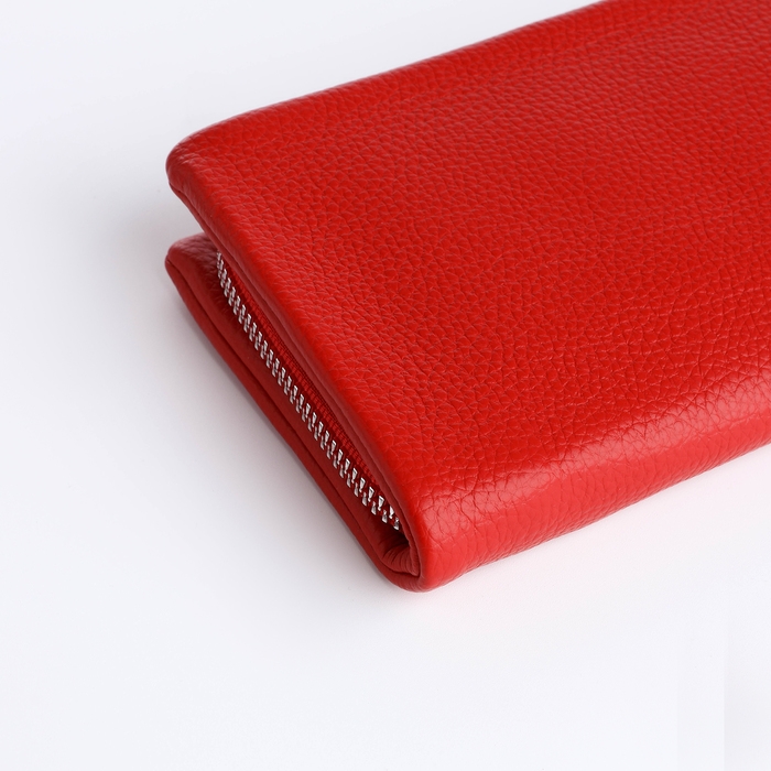 Кошелёк женский на молнии, цвет красный