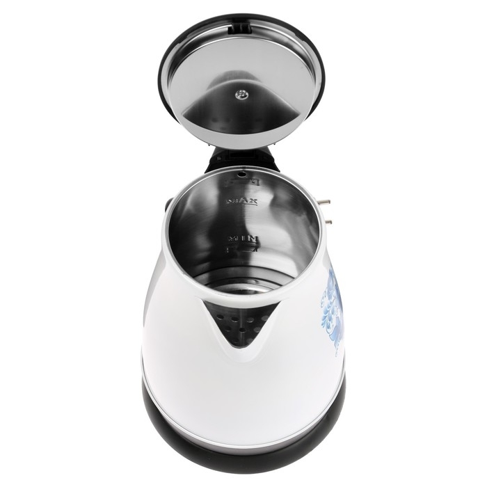 Чайник электрический Чайник электрический "Матрёна" MA-003, металл, 1.7 л, 1500 Вт,бело-чёрный с рисунком "Гжель"