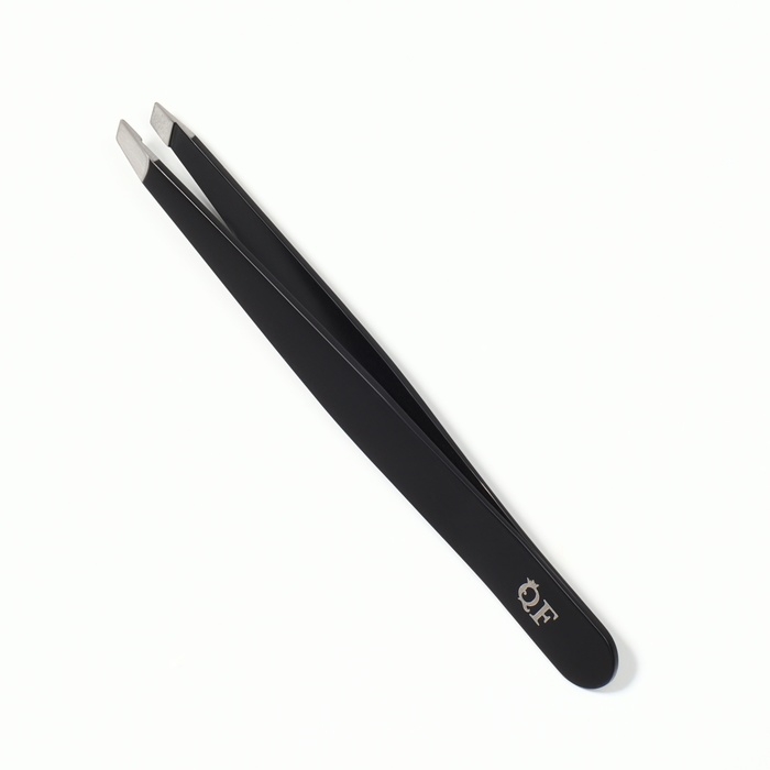 Пинцет &laquo;Premium&raquo; скошенный, широкий, 9,6 см, на блистере, цвет чёрный