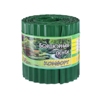 Лента бордюрная, 0.15 &times; 9 м, толщина 0.6 мм, пластиковая, гофра, зелёная, Greengo