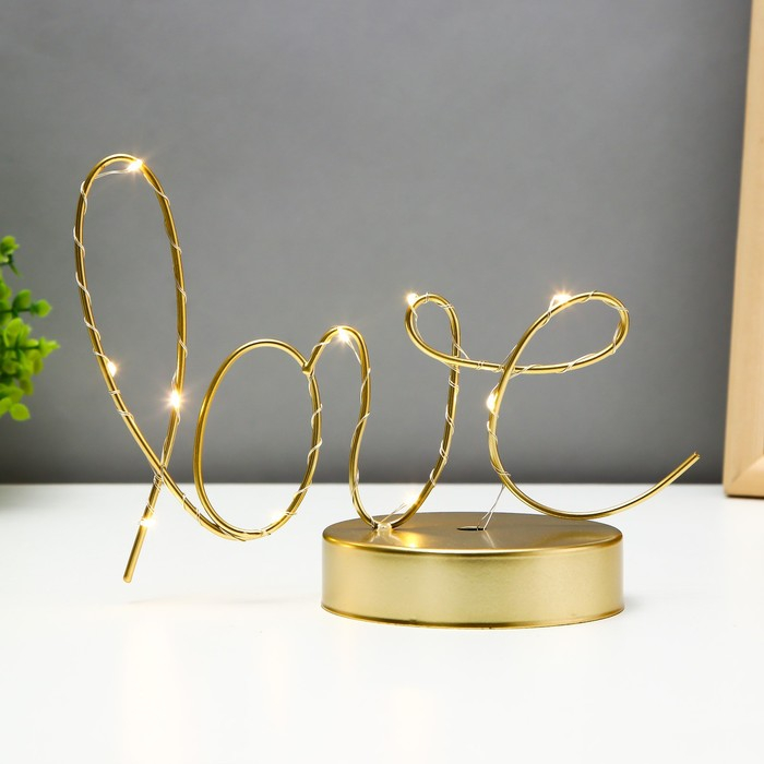 Ночник Ночник "Любовь" LED от батареек 3хАА золото 9,5х23х17,5 см RISALUX