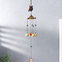 Музыка ветра металл "Филин на ветке" от сглаза 5 колокольчиков 44х8х8 см