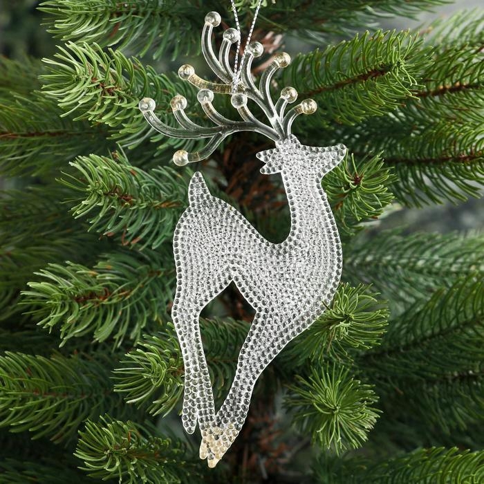 Украшение ёлочное "Грациозный олень" (набор 2 шт) 8х17,5 см, прозрачно-золотой