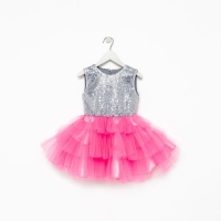 Платье для девочки с пайетками KAFTAN, размер 34 (122-128), цвет ярко-розовый