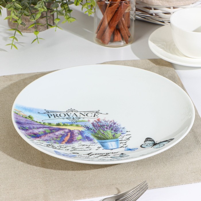 Тарелка фарфоровая &laquo;Прованс&raquo;, d=24 см, рисунок микс, цвет белый