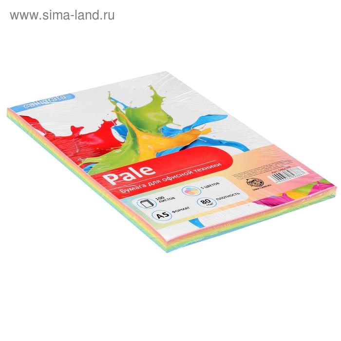 Бумага цветная А5, 100 листов Calligrata Пастель, 5 цветов, 80 г/м&sup2;
