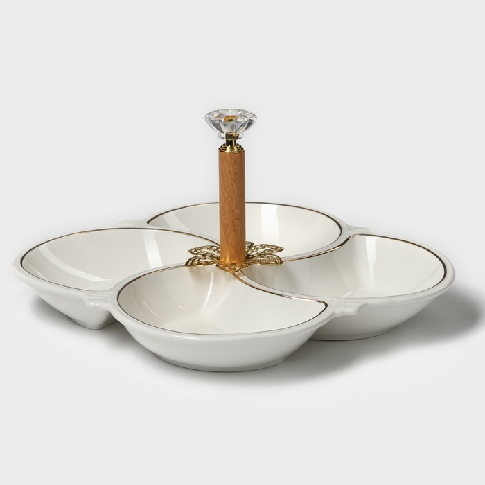 Менажница керамическая 4 ячейки «Богема», 21×3,3 см, цвет белый Менажница керамическая 4 ячейки «Богема», 21×3,3 см, цвет белый