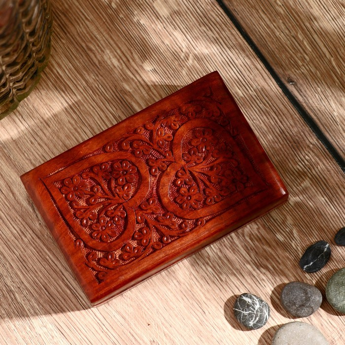 Шкатулка дерево резная Шкатулка дерево резная "Два сердца" 15х10х6,5 см