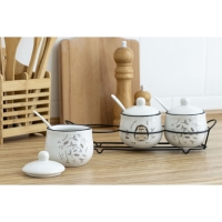 Банки керамические для специй на металлической подставке &laquo;Ёжик&raquo;, 200 мл, 3 шт