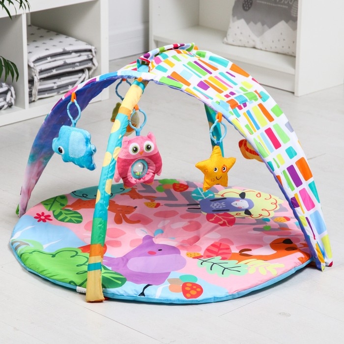 Развивающий коврик &laquo;Слоник&raquo;, с дугами, тент, 70х53х0,5