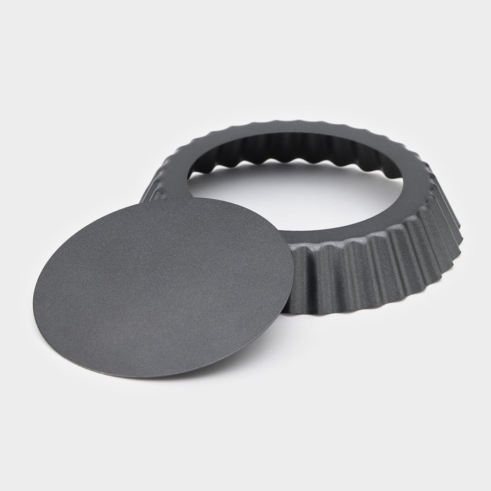 Форма для выпечки Доляна &laquo;Жаклин&raquo;, d=13 см, съёмное дно, антипригарное покрытие, цвет чёрный