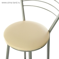 Табурет барный "Высокий" со спинкой, Серебристый металлик/Молочный