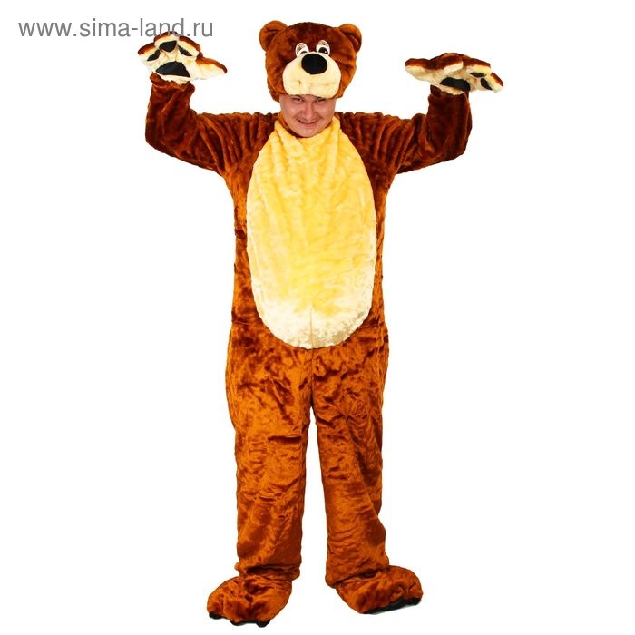 Карнавальный костюм &laquo;Бурый медведь&raquo;, комбинезон, шапка, р. 50-52, рост 180 см, цвета МИКС