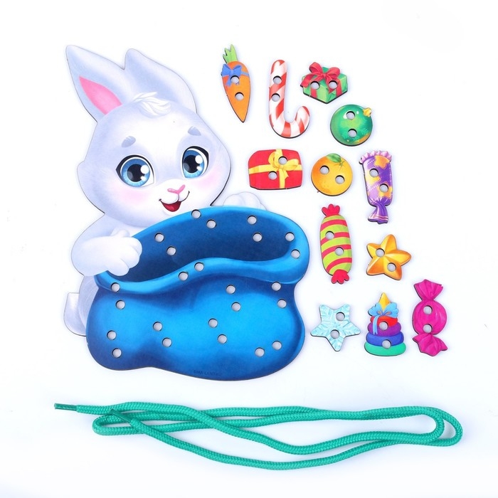 Новогодняя игрушка. Шнуровка &laquo;Новый год! Зайка с подарками&raquo;