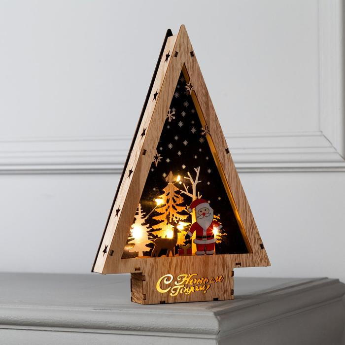 Светодиодная фигура «Дед Мороз и олень» 19 × 30 × 4.5 см, дерево, батарейки АААх2 (не в комплекте), свечение тёплое белое Светодиодная фигура «Дед Мороз и олень» 19 × 30 × 4.5 см, дерево, батарейки АААх2 (не в комплекте), свечение тёплое белое