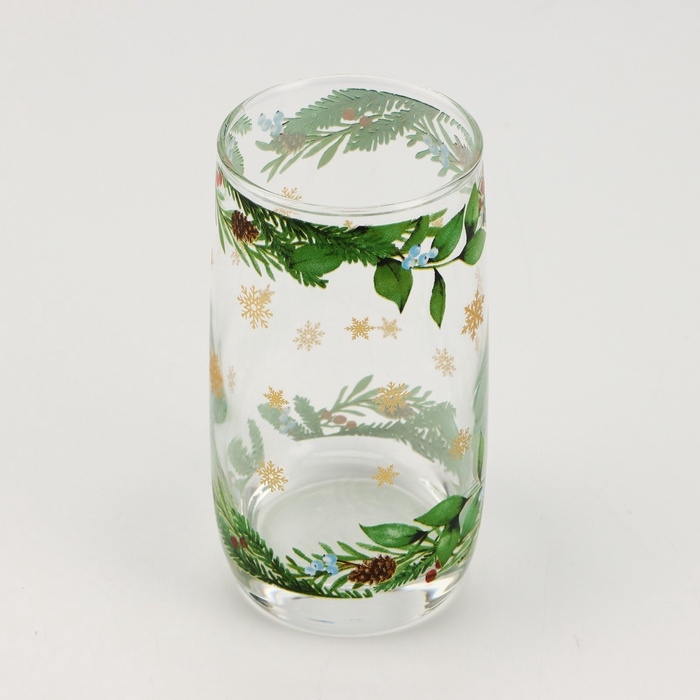 Новый год. Стакан стеклянный &laquo;Зимние цветы&raquo;, 330 мл