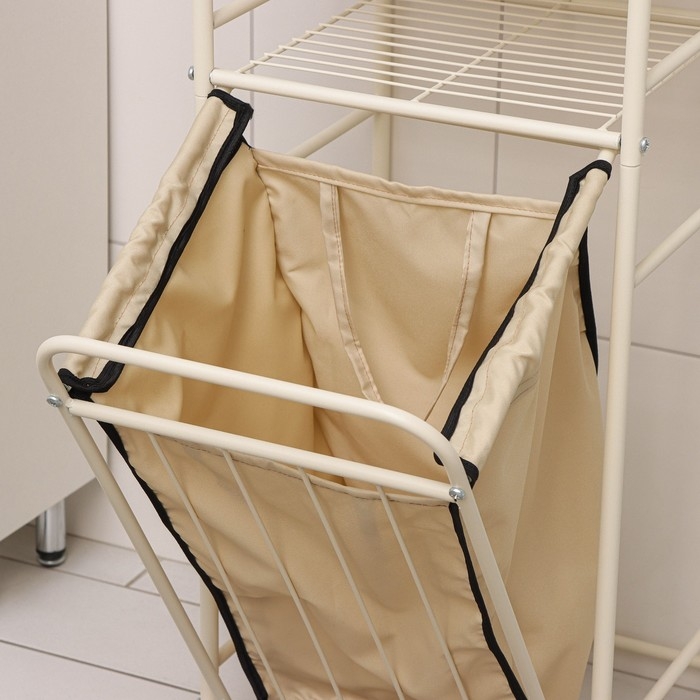 Стеллаж с корзиной для белья 2-х ярусный, 38&times;35&times;105 см, цвет бежевый