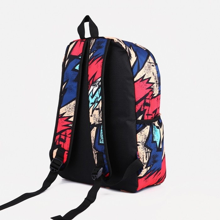 Рюкзак школьный из текстиля на молнии, 3 кармана, цвет красный/синий Рюкзак школьный из текстиля на молнии, 3 кармана, цвет красный/синий