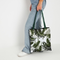 Шопер &laquo;Тропики&raquo; 35х0.5х40 см, отдел без молнии, без подклада, зеленый