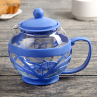 Чайник стеклянный заварочный «Флора», 700 мл, с металлическим ситом, цвет МИКС Чайник стеклянный заварочный «Флора», 700 мл, с металлическим ситом, цвет МИКС