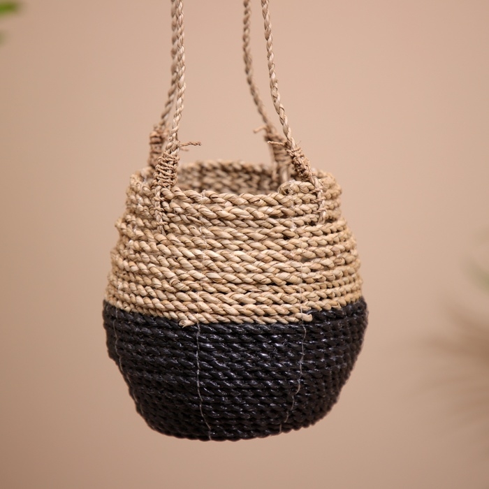 Кашпо плетёное, подвесное 15х15х60 см