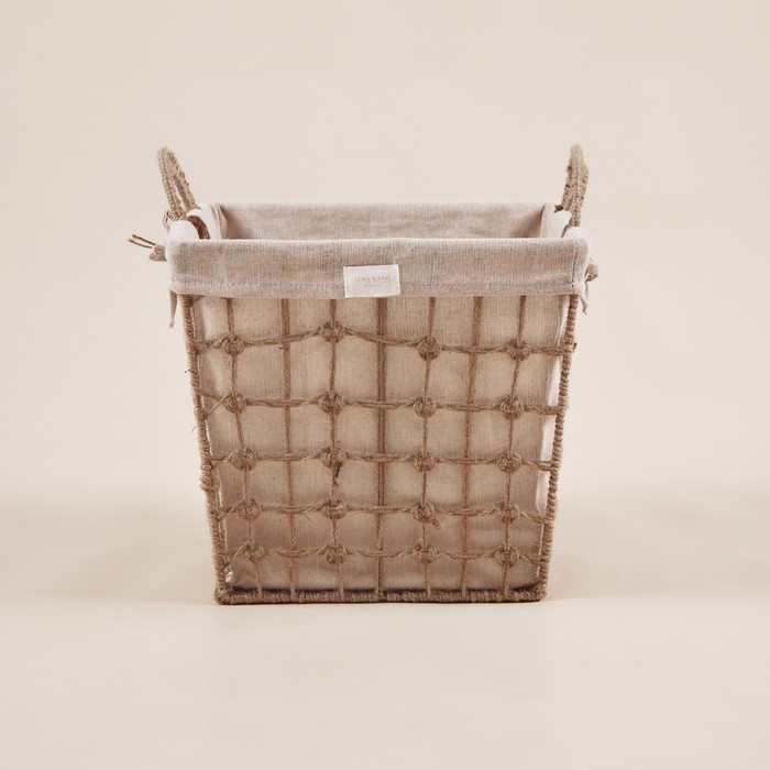 Корзина для хранения SL Home, ручное плетение, с ручками, квадратная, джут, 33&times;33&times;36 см