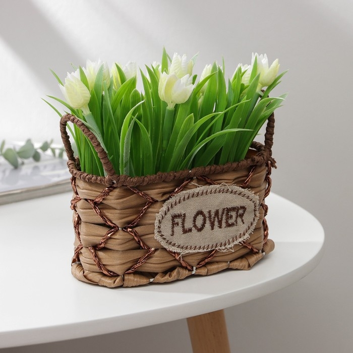 Кашпо для цветов плетёное с ручками Доляна «Овал», 17,5×8×12,5 см, цвет светло-коричневый Кашпо для цветов плетёное с ручками Доляна «Овал», 17,5×8×12,5 см, цвет светло-коричневый