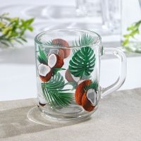 Кружка стеклянная для чая &laquo;Кокос&raquo;, 250 мл