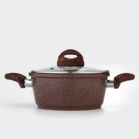 Кастрюля Доляна &laquo;Брауни&raquo;, 2 л, d=20 см, h=9 см, стеклянная крышка, антипригарное покрытие, индукция