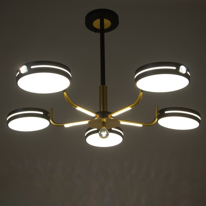 Люстра "Нестер" 5хLED 130Вт 3000-6000К черно-золотой 80х80х35 см BayerLux