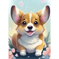 Алмазная вышивка с частичным заполнением &laquo;Малыш корги&raquo;, 15 х 21 см, холст