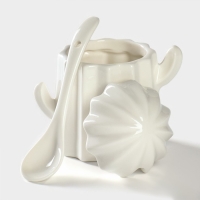 Набор фарфоровый для специй на подставке из бамбука BellaTenero «Кактусы», 12×12,5×10 см, цвет белый Набор фарфоровый для специй на подставке из бамбука BellaTenero «Кактусы», 12×12,5×10 см, цвет белый