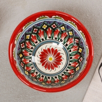 Коса Риштанская Керамика "Узоры" красная, 15,5 см, средняя, Коса Риштанская Керамика "Узоры" красная, 15,5 см, средняя,