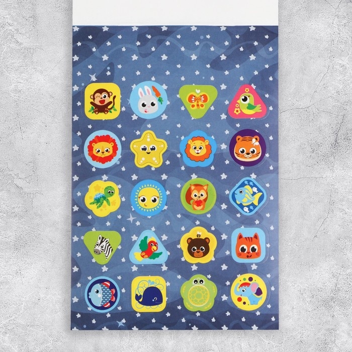 Наклейки детские, альбом 8 листов, &laquo;Милые зверушки&raquo;, 11 х 16 см