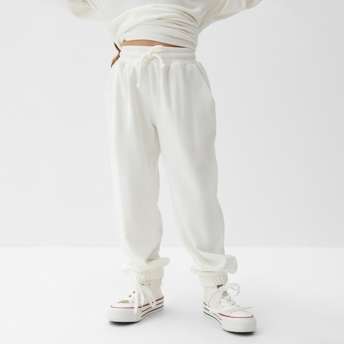 Костюм детский (свитшот, брюки) KAFTAN Plushy р.34 (122-128), белый