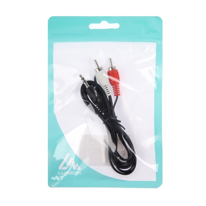 Кабель-переходник аудио Luazon Jack 3.5 (m) - 2xRCA (m), стерео, 1.2 м, черный