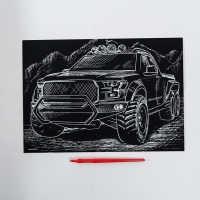 Гравюра &laquo;Джип&raquo; с металлическим эффектом &laquo;серебро&raquo; А4