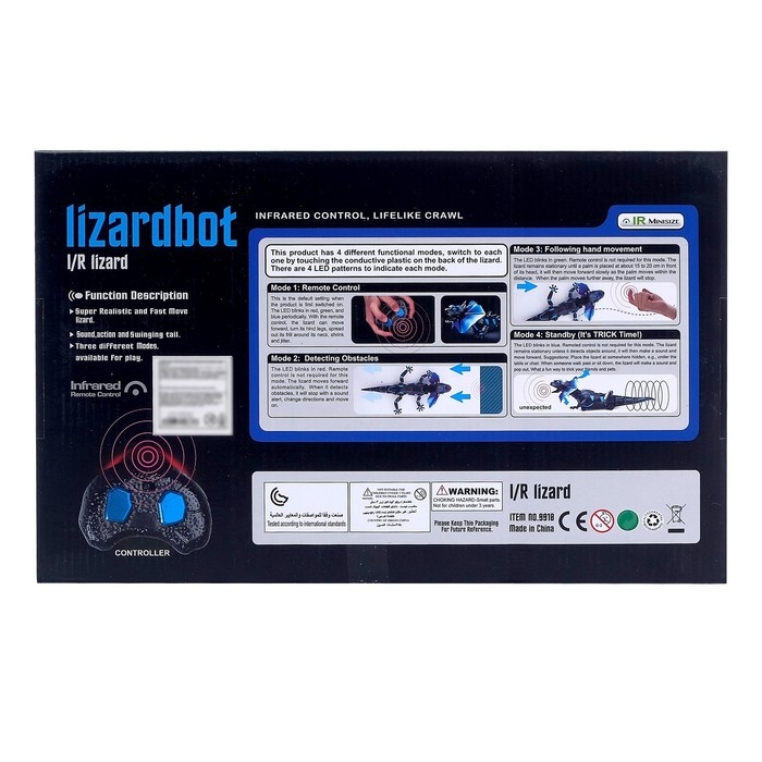 Робот &laquo;Ящерица&raquo;, на пульте управления, интерактивный: звук, свет, на батарейках