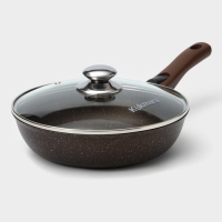 Набор кухонной посуды № 8 «Мраморная», крышка, антипригарное покрытие, цвет кофейный мрамор Набор кухонной посуды № 8 «Мраморная», крышка, антипригарное покрытие, цвет кофейный мрамор