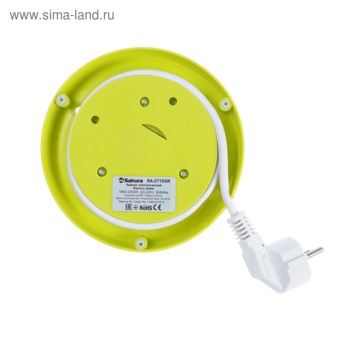 Чайник электрический Sakura SA-2715GR, стекло, 1.7 л, 2200 Вт, зеленый Чайник электрический Sakura SA-2715GR, стекло, 1.7 л, 2200 Вт, зеленый